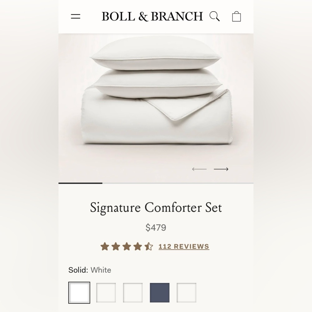 Boll & Branch Light Gray Pinstripe Cotton Comforter Set - Picture 2 of 7